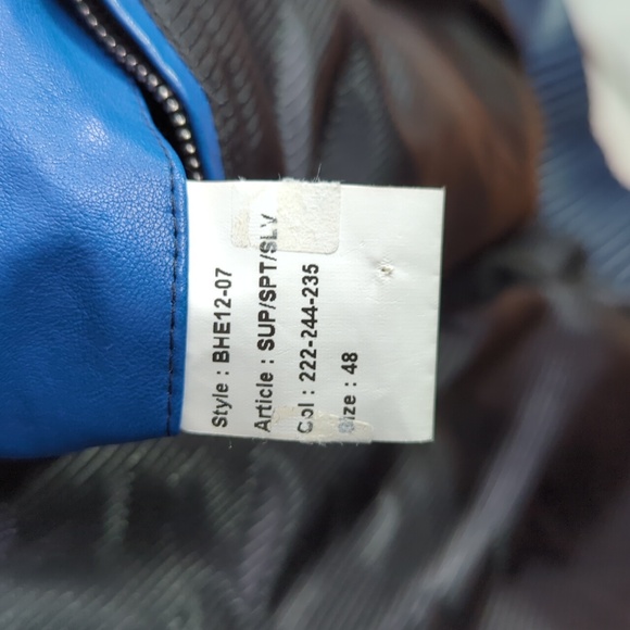 Barnabe Hardy Blue Patchwork Origami CrossWeave Biker Leather Jacket France 48 M - Picture 13 of 14